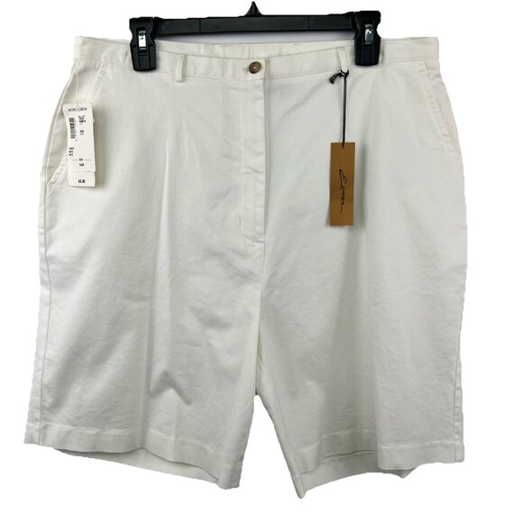 Nordstrom Eware Size 14 High Waisted Bermuda Preppy Shorts White Stretch - Picture 1 of 10